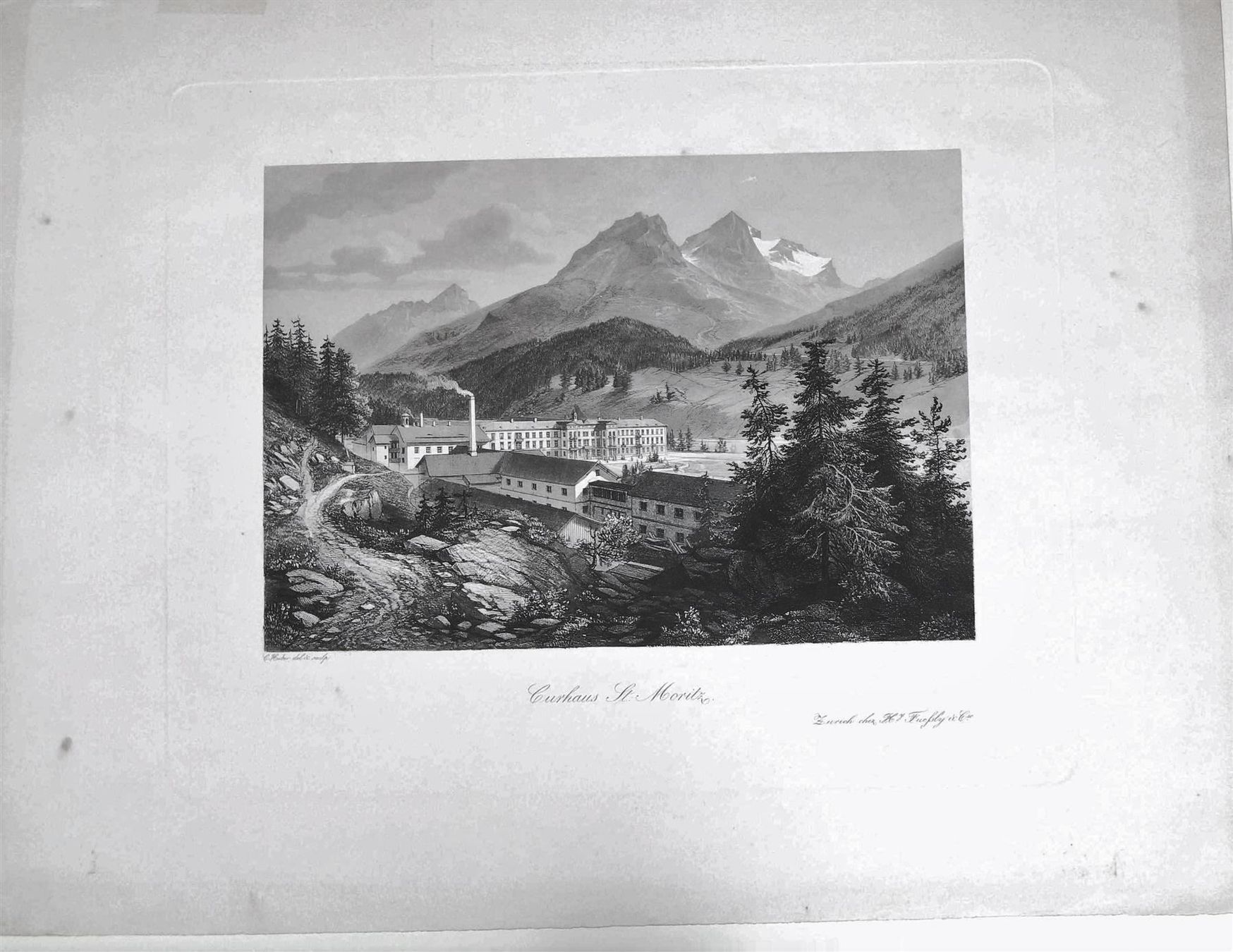 Incisioni: St. Moritz Kurhaus Aquatinta bei Füssli – Usato da Rafz venduto da Helvet32