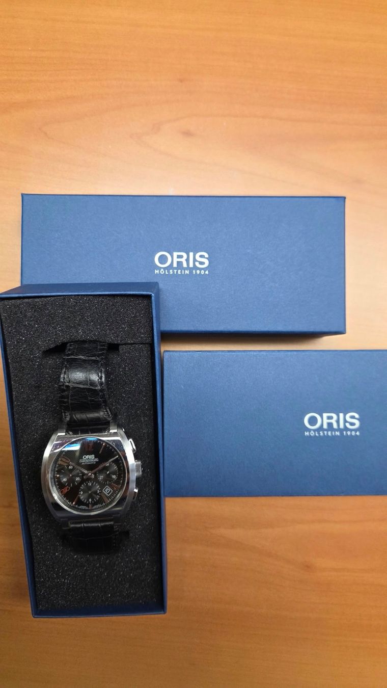 Oris Orologi: ORIS CHRONOGRAPH FRANK SINATRA BLACK LEDERBAND – Usato da Winterthur venduto da Romer.Uhren.Schmuck 7