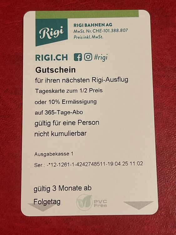Rigi Gutschein: Letzte Chance wer zu erst bietet, hat es | Kaufen auf ...