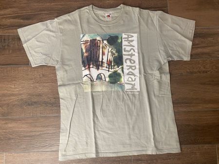 Herren T-Shirt mit Aufdruck Amsterdam grau Gr. L