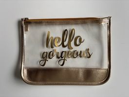 Trousse de toilette transparente et dorée - Glamour!
