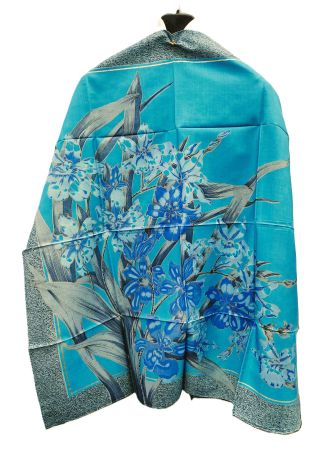 Seidenfoulard 100% Thai Seide, handbemalte Golddetails, NEU!