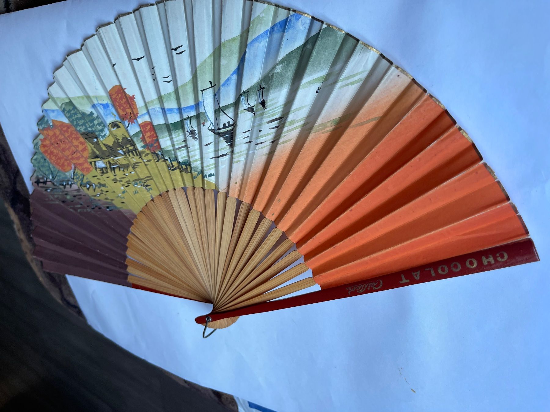 Tutte le decorazioni: Chocolat Cailler Vintage Wind-Fächer, Werbegeschenk , selten – Usato da Basel venduto da TOMFAN 5
