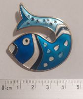 Designer Brosche David Andersen Emaille Fisch 925 Silber