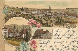Trogen AR 3 Bild Litho Dorfplatz Kantonsschule 1899 selten