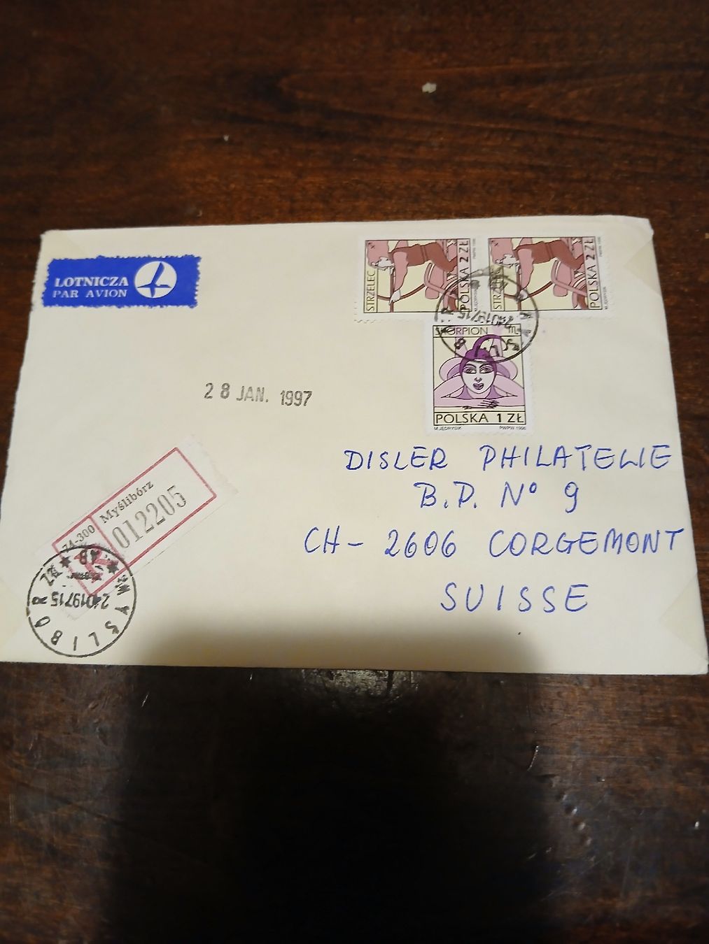 Tutti i francobolli: Lettre philatélie Pologne 1997,  Corgémont – Usato da Marly venduto da globetrotter1723