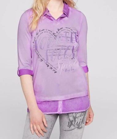 SOCCX Shirt im Layer Look mit Glitter Print new lilac XXL 44