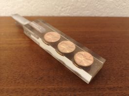 Vintage Flaschenöffner 1 Cent Münzen Acrylglas Bieröffner