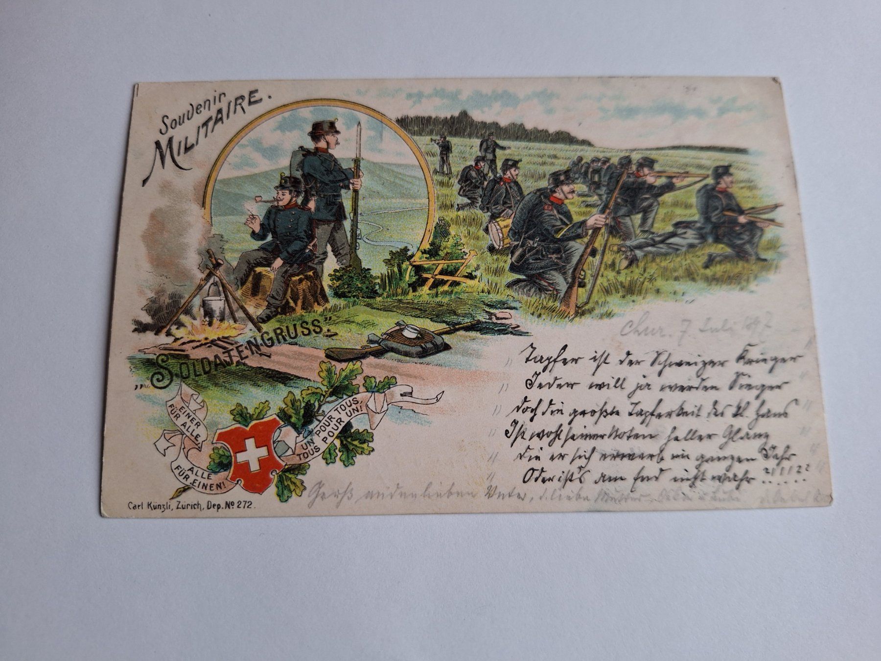 Cartoline postali: Litho Postkarte Militär von 1897 – Usato da Alpnach Dorf venduto da MZ001