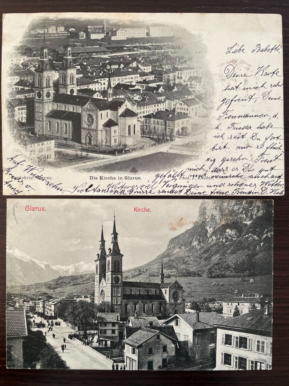 Ansichtskarten: GLARUS Kirche / Stadtkirche, 7 Ansichtskarten – Gebraucht aus Wald ZH von TLILEF 1