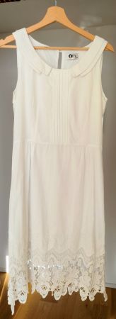 Kleid weiss, Spitze, Kragen, Grösse 38 (S/M), guter Zustand