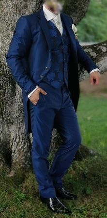 Eleganter blauer Herrensakko-Anzug für Hochzeiten, Grösse 52
