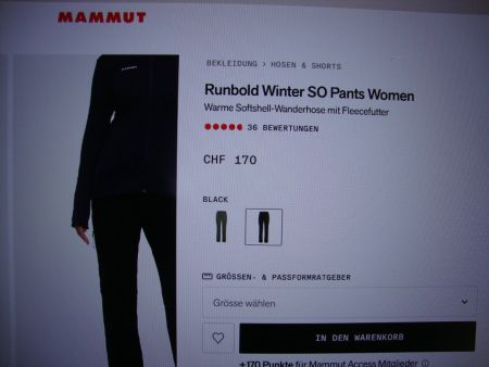 Mammut Hose Runbold schwarz Grösse 42 neu. zu klein gekauft.