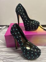 Schöne Plateau Pumps mit Strasssteinen Gr 34 Neu