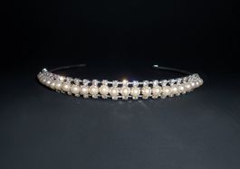 Diadem "Perlen mit Kristallen"