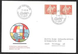Sonderbrief TR 44 mit Werbe 357 und 357L Genève 3.6.1968