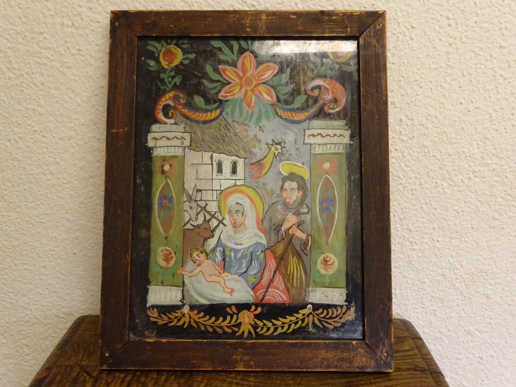 Gemälde: Hinterglasbild / Christnacht Krippe Ikone – Gebraucht aus Esslingen von eintagammeer