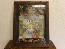 Hinterglasbild / Christnacht Krippe Ikone