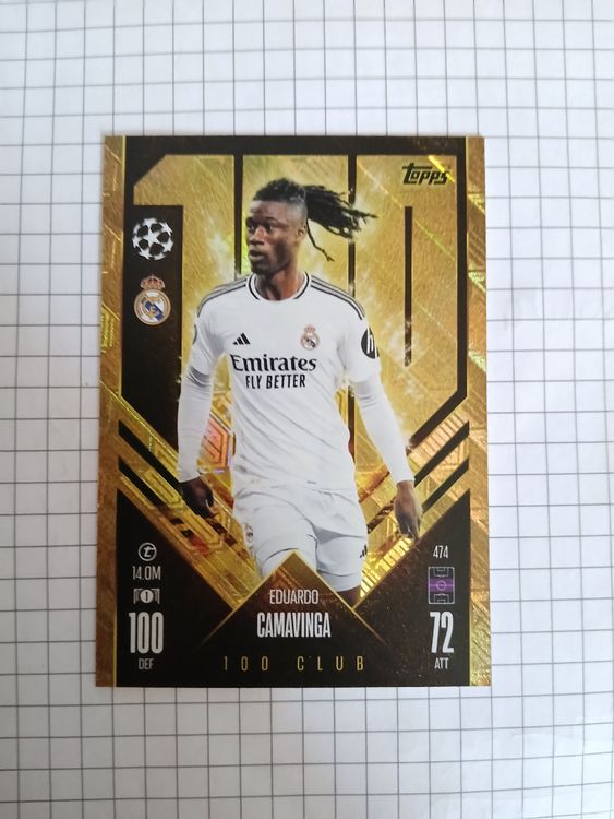 Carte Signée Eduardo Camavinga Topps Chrome Logofractor 2024-25 - Numérotée 17/25 - Near Mint