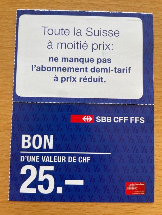 BON pour un abonnement demi-tarif CFF | Kaufen auf Ricardo