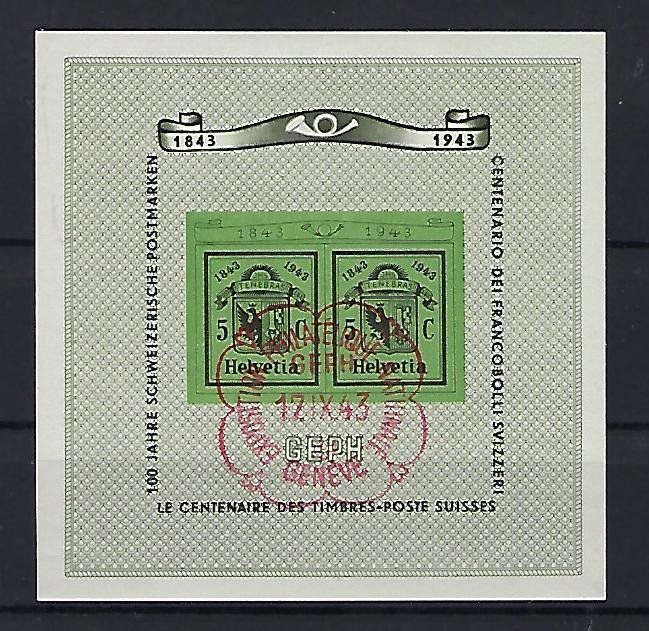 Tutti i francobolli: 1943 Genf Block  gestempelt  ET. 14924 – Usato da Lunden venduto da Animus999