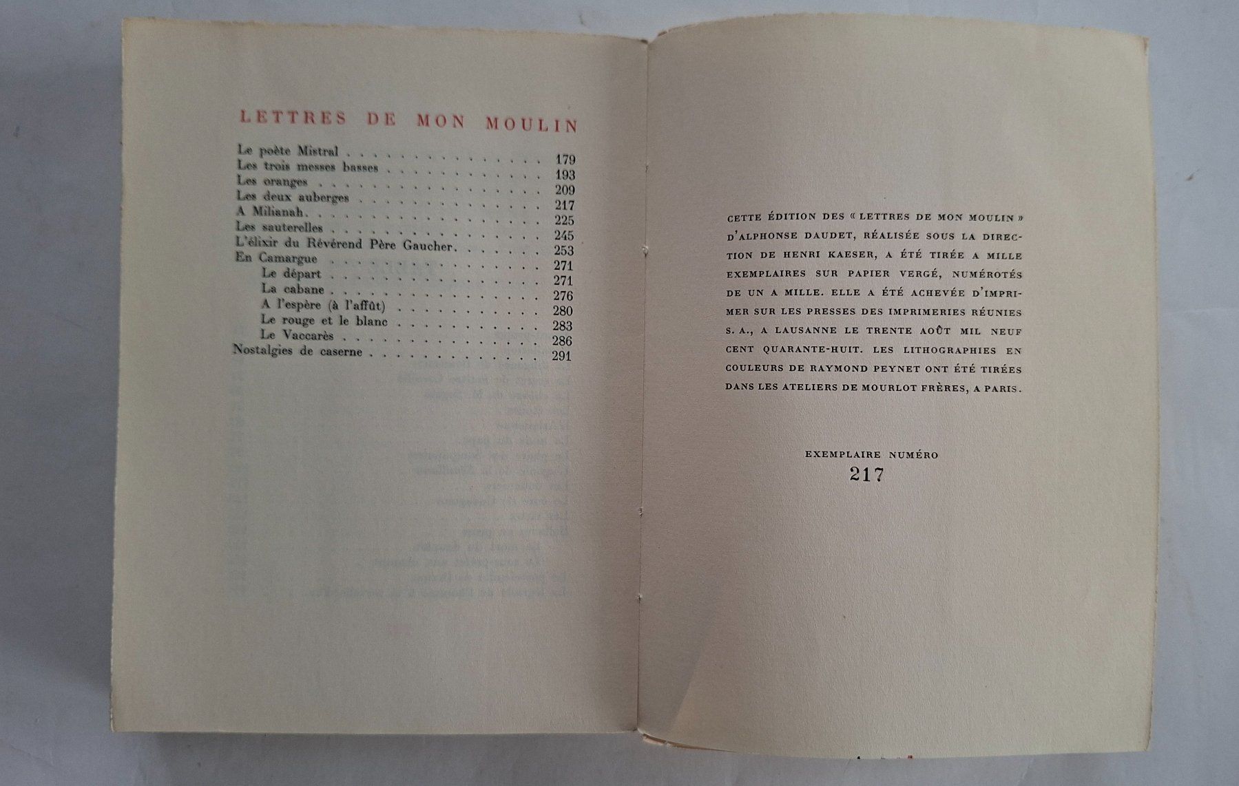 Libri: Alphonse Daudet, Lettres de mon Moulin, Lithographie – Usato da Opfikon venduto da Diversamente 4
