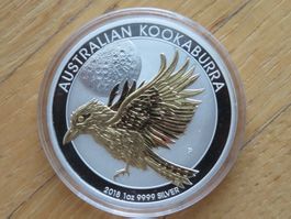 Kookaburra Münze 2018/ 1 Unze Silber gilded