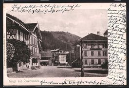 Zweisimmen, Strasse Dorfgasse mit Hotel