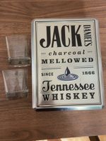 Jack Daniel's Whiskey Blechdose mit 2 Gläsern gebraucht