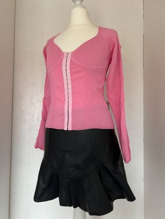 Italienisches Damenjäckchen / Feinstrickjacke Rosa – Gr. 34