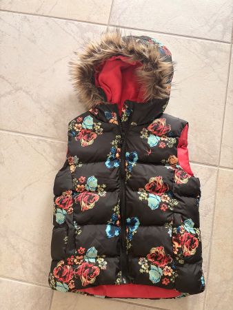 Daunenweste, Gilet schwarz gemustert , Gr. 152, Top Zustand!