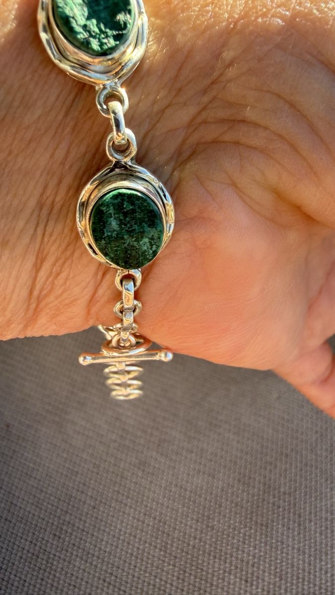 Bracciali & Braccialetti: Silberarmband mit rohen Malachiten – Nuovo e nell'imballaggio originale da Ebikon venduto da Leonidas2 4