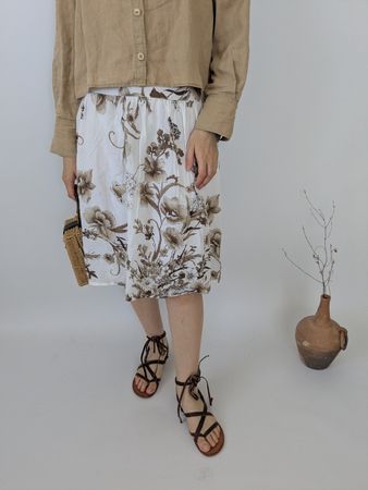 Rock VERO MODA Blumenmuster Grösse 38 Weiss Braun