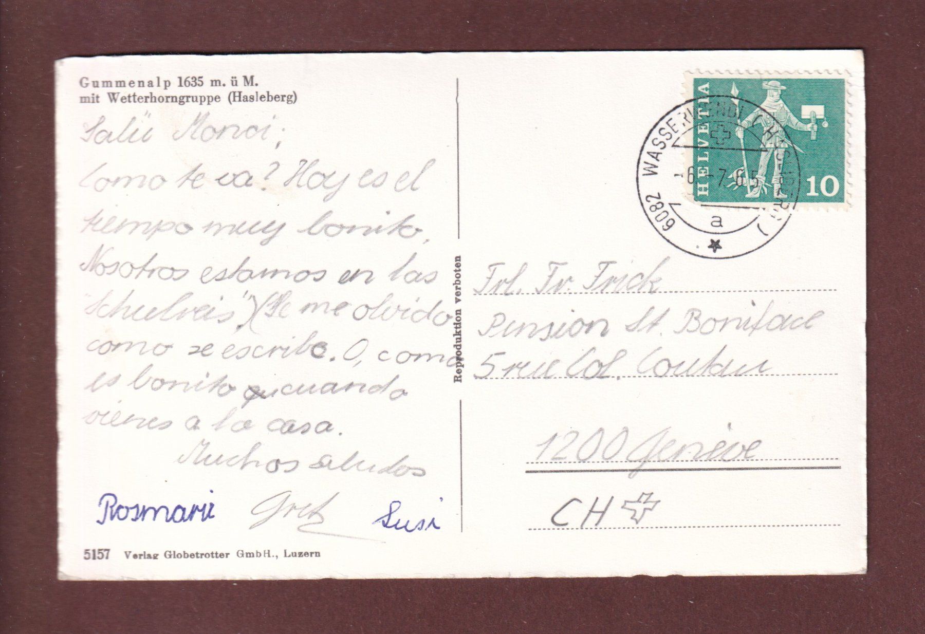 Ansichtskarten: GUMMENALP - 1965 // Eckbug // – Gebraucht aus Pully von nicecards 1