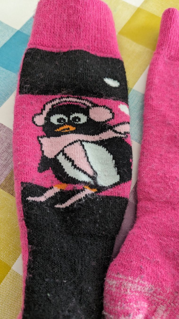 Socken für Kinder: Süsse Skisocken mit Pinguin - pink – Gebraucht aus Staufen von Fleby84 1
