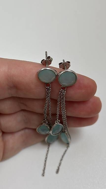 Orecchini pendenti & Orecchini a lobo: Silber Ohrringe mit Aquamarin Edelstein – Usato da Baden venduto da Chrisenft 2