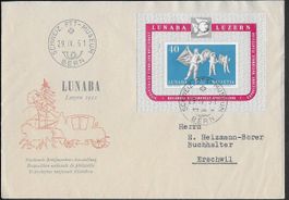 1951 Brief illu. LUNABA Luzern BLOCK W32 PTT Museum-o ab 1.-