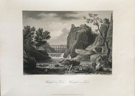 Stahlstich um  1850 - Wasserfall zu Tivoli