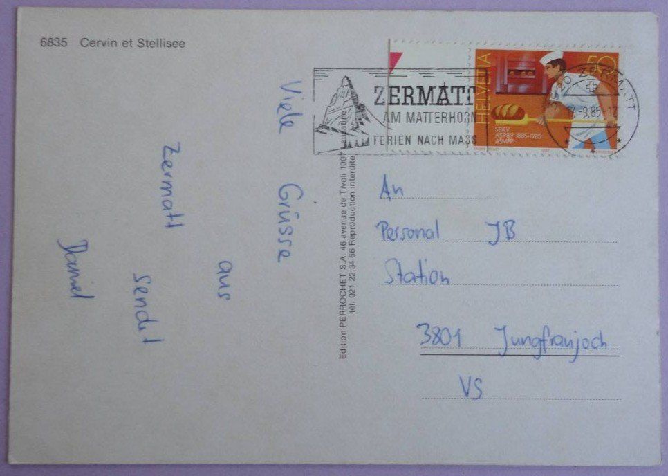 Cartoline postali: Cervin et Stellisee – Usato da Fétigny venduto da Billy2miny 1