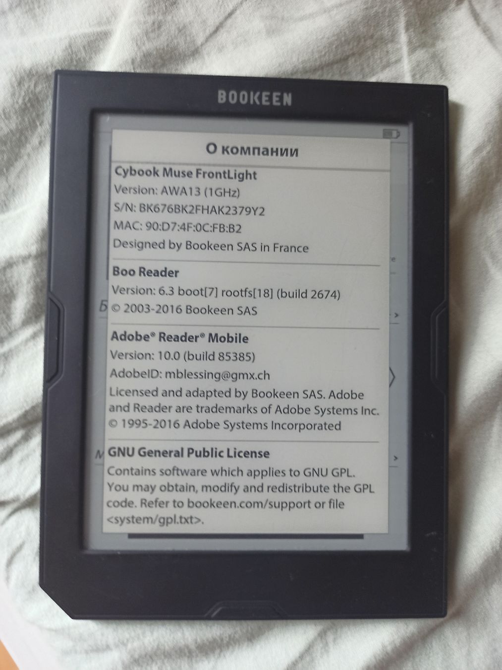 Boox Tablet PC: Cybook Muse Frontlight – Usato da Meggen venduto da Malecifent