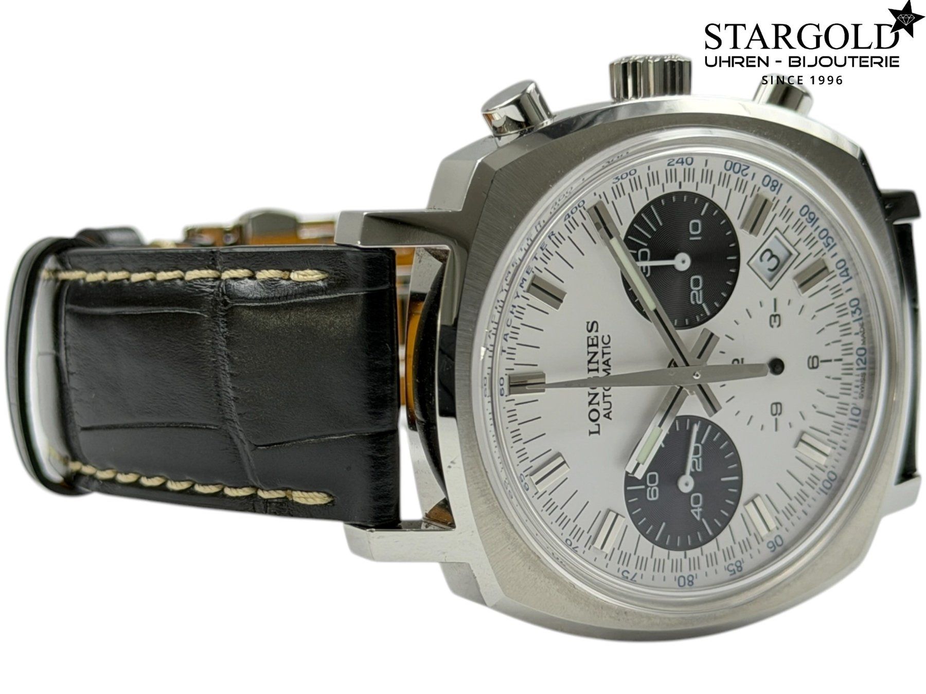 Longines Orologi: Longines Heritage 1973 Column-Wheel Chronograph - L2.791.4.7 – Nuovo e nell'imballaggio originale da Zürich venduto da Stargold-Uhren 2