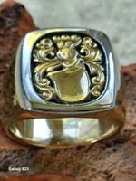 Wappenring neuwertig 750/Gelbgold. 26.64g. ungraviert.