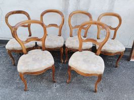 Antike Stühle, 6er Set, Vintage Stühle, Louis Philippe Stühl