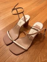 Sommersandalen Gr. 38 Blockabsatz beige/weiss