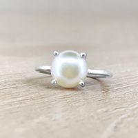 Silberring mit Perle, Gr. 58