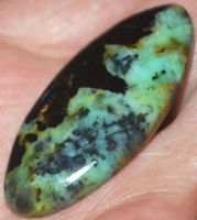 Cabochon L-2931 – Gem Silica (Chrysokollvarietät) – 44x19mm