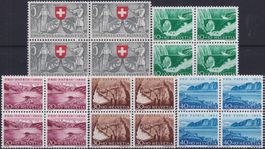 1953, Pro Patria, B61-B65 Viererblöcke postfri.** Kat: 80.-