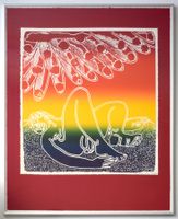 BINDER Akt expressiv  Regenbogen Serigrafie Siebdruck