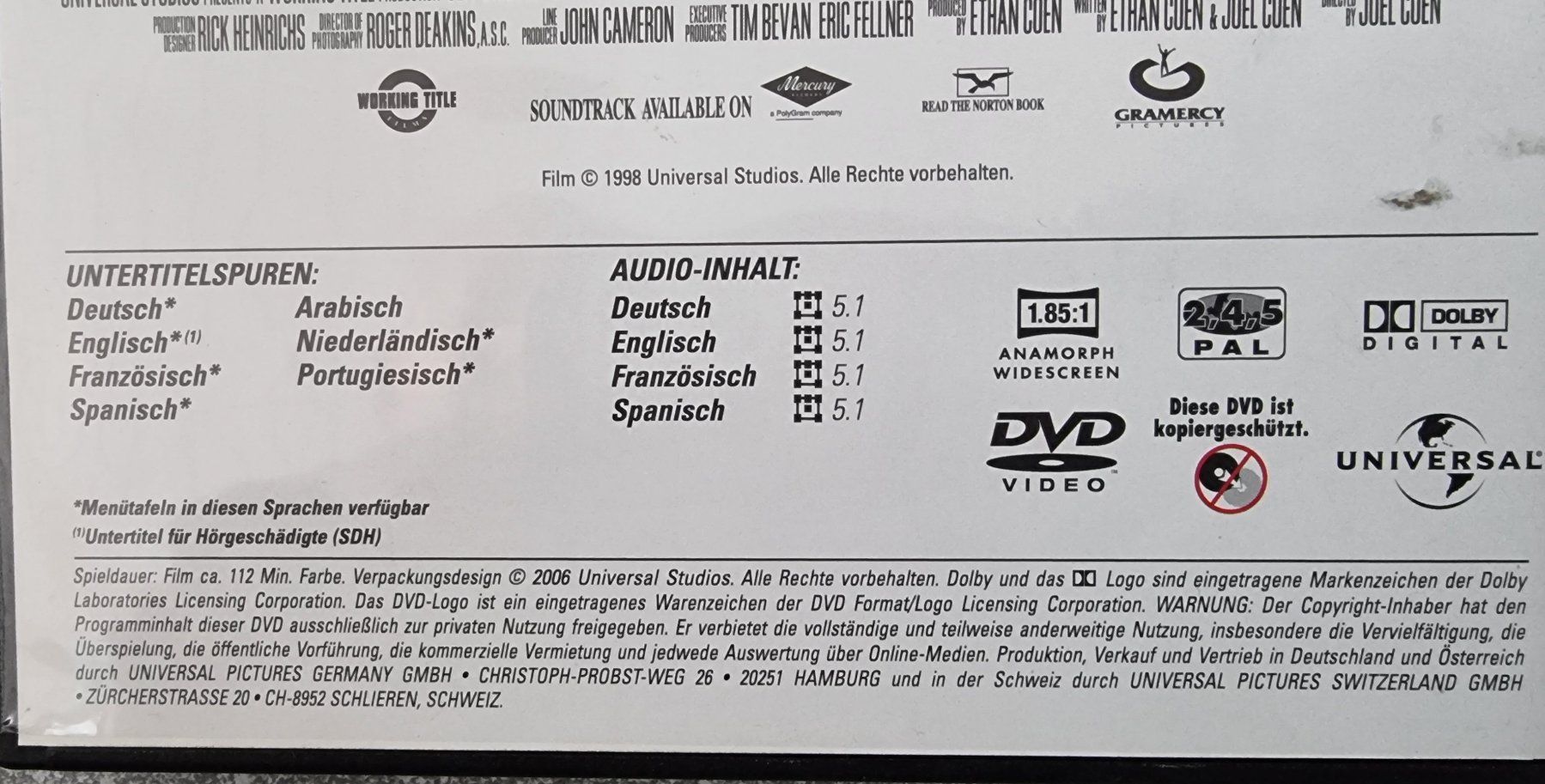 Tutti i DVDs: DVD The Big Lebowski / John Goodmann – Usato da Oetwil am See venduto da fineli2 1
