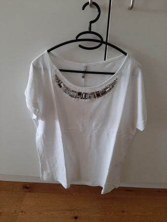 Damen T-Shirt weiss mit Pailetten Grösse M